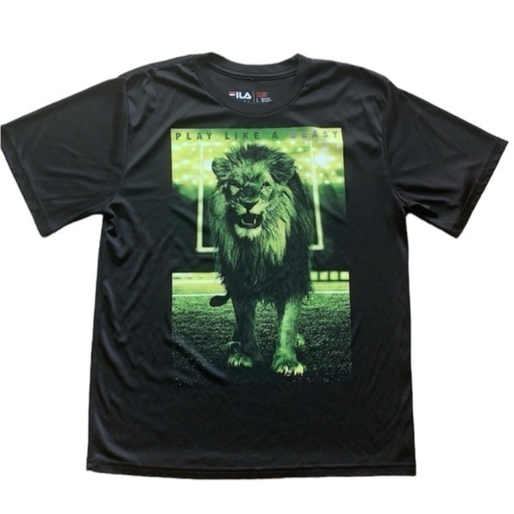 Vintage Fila Play Like A Beast Short Sleeve Tee Shirt Sz Lg